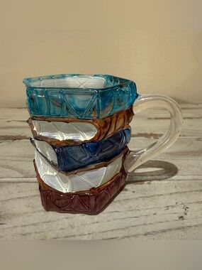 Stacked Books Art Glass Mug Multi-Color Library Decor